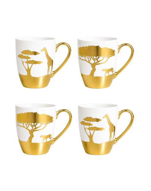 Lot de 4 mugs dorés Savane - 8x8x9.5 cm