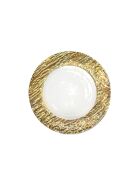 Assiette plate blanche et dorée - 27x27x1.8cm
