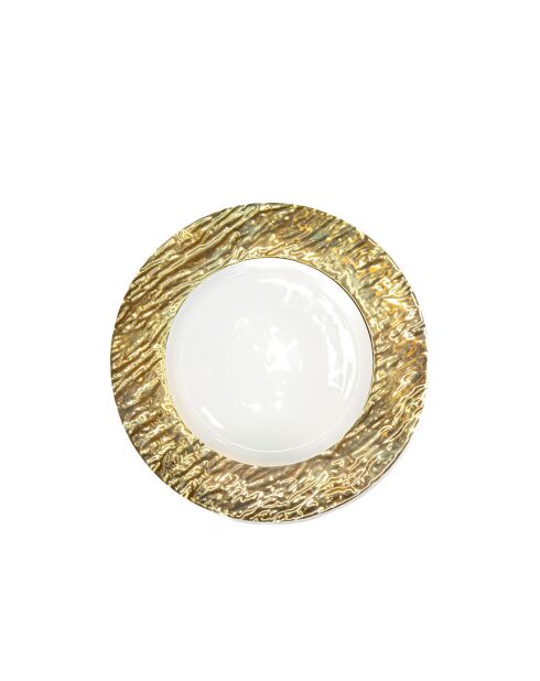 Assiette plate blanche et dorée - 27x27x1.8cm