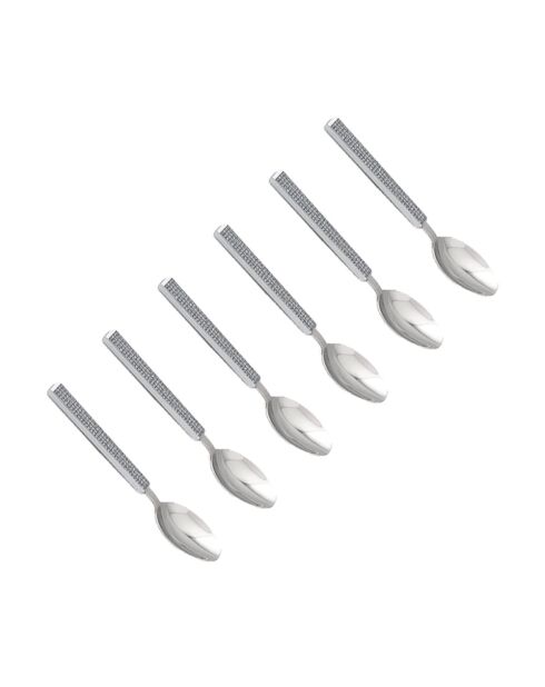 Lot de 6 cuillères à dessert luxe argentées - 14.5x3.5x1 cm