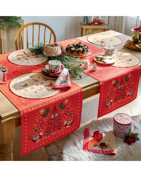 Chemin de table Valse des souvenirs en coton déperlant - 50 x 180 cm.