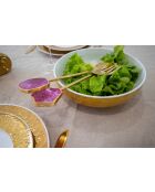 Salatschüssel in Weiß und Gold, 25,3 x 25,3 x 7,5 cm