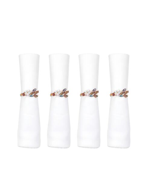 Lot de 4 ronds de serviettes diamants multicolores - 4x4x4 cm