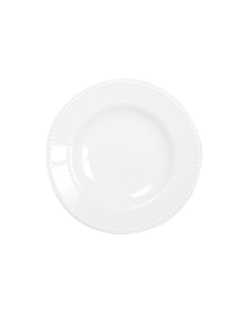 Assiette creuse perles blanche - 22x10.9x3.4cm