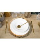 Assiette creuse perles blanche - 22x10.9x3.4cm