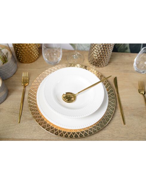 Assiette creuse perles blanche - 22x10.9x3.4cm