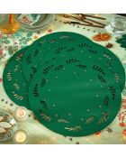 Lot de 4 dessous d’assiettes Jardins de Sartène en feutrine verte - Ø 37 cm.