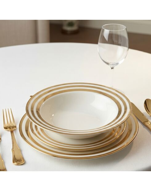 Assiette creuse triple filet or - 23x23x4cm