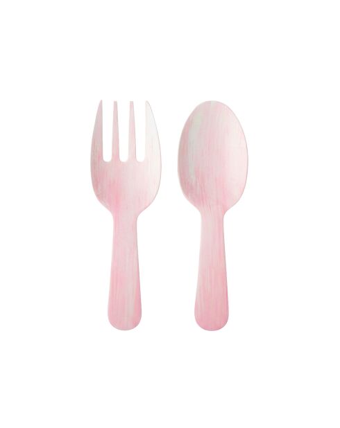 Couverts à salade en mélamine rose - 27x9.5x1cm