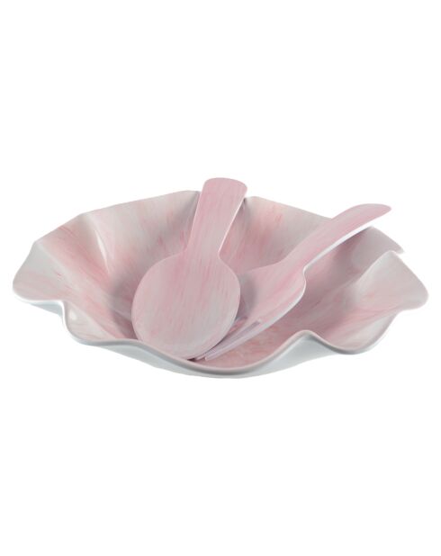 Couverts à salade en mélamine rose - 27x9.5x1cm