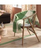 Plaid da danza autunnale in cotone a quadretti avorio e verde - 130 x 170 cm.