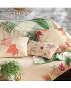 Plaid da danza autunnale in cotone a quadretti avorio e verde - 130 x 170 cm.