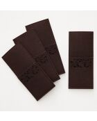 Lot de 4 range-couverts Chemin des lisières en feutrine à décor lièvre - 10 x 23 cm.