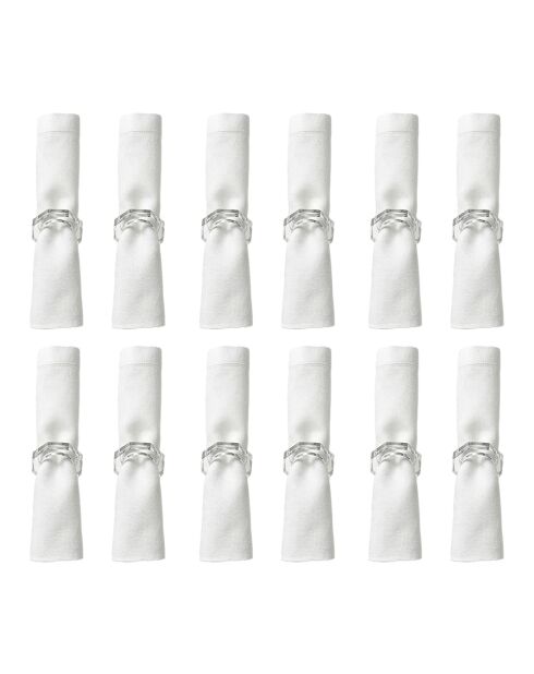 Lot de 12 ronds de serviettes en cristal transparent - 5x5x1.5 cm