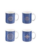 Set van 4 blauwe Astres mokken - 8,2x8,2x10,5 cm