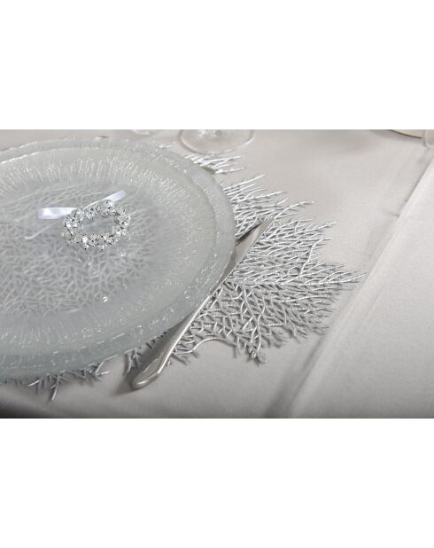 Dessous d'assiette feuille argentée - 57x40x1cm