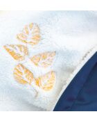 Plaid Enchanted Fables in sherpa ricamato con motivi a foglie blu - 130 x 170 cm.