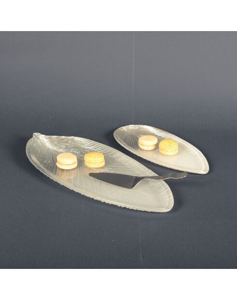 Feuille dégradée argentée petit modèle - 30x14x2cm