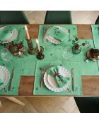 Chemin de table Symphonie des fêtes brodé vert tendre - 45 x 150 cm.