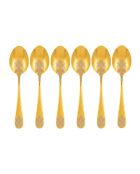 Lot de 6 cuillères à thé dorées brillantes arabesques - 13.6x3x0.25 cm