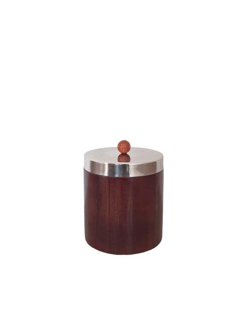 Holzkiste mit silber/braunem Metalldeckel - 12x12x13cm
