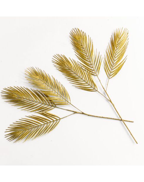 Lot de 2 palmettes de Noël dorées - 50 x 25 cm.