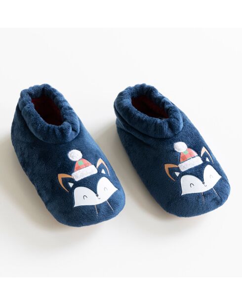 Chaussons Noël en Laponie en sherpa marine
