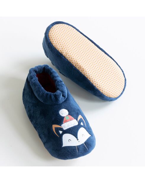Chaussons Noël en Laponie en sherpa marine
