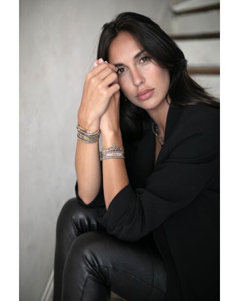 Gouden Frans-grijze armband B-1362 Grijs/taupe/gouden Miyuki Pearl