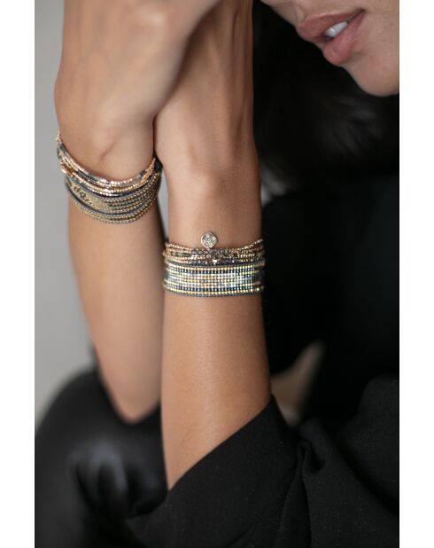 Bracelet Golden French Grey Eva Perle de Miyuki gris/taupe/doré