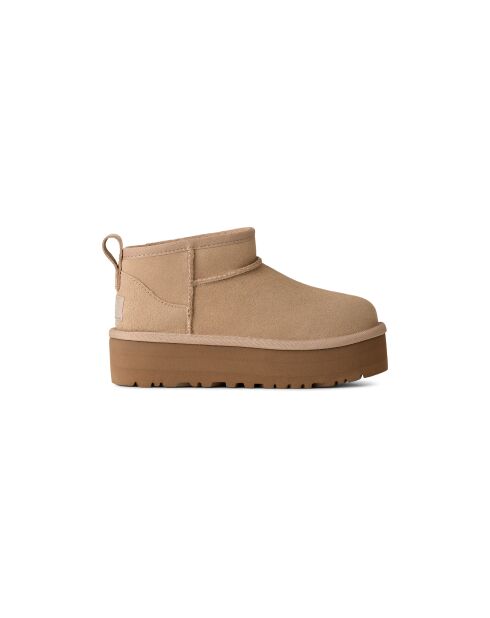 Botas de piel Classic Ultra Mini Platform en color arena
