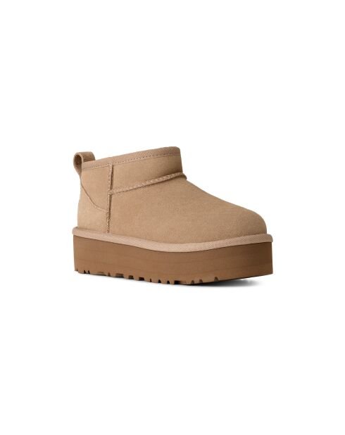 Botas de piel Classic Ultra Mini Platform en color arena