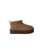 Stivaletti Classic Ultra Mini Platform in pelle color bronzo chiaro