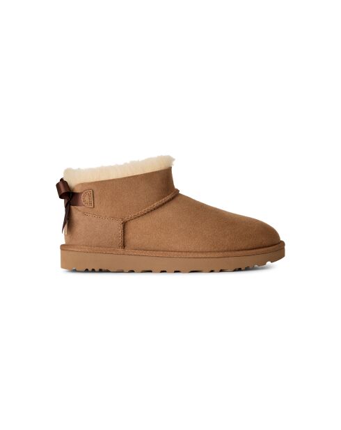 Ultra Mini Bailey Bow Stiefeletten aus kastanienbraunem Leder