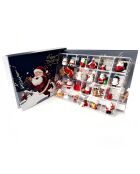 Calendario dell'Avvento con 24 figure natalizie multicolori - 29,5x3,2x20,5 cm