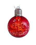 Set van 6 lichtgevende rode kerstballen - 8 cm