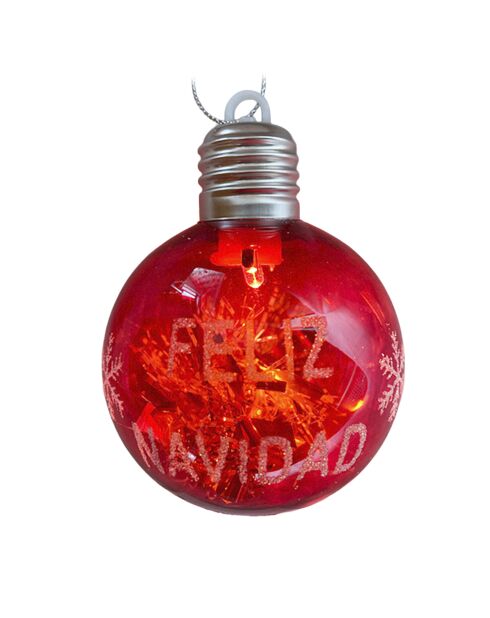 Lot de 6 boules de Noël lumineuses rouge - 8 cm