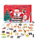 Adventskalender 24 mehrfarbige Tierfiguren - 37x3,5x23 cm