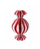 Set di 6 decorazioni in carta a nido d'ape con motivo a caramelle natalizie rosse e bianche - 30x16,5 cm