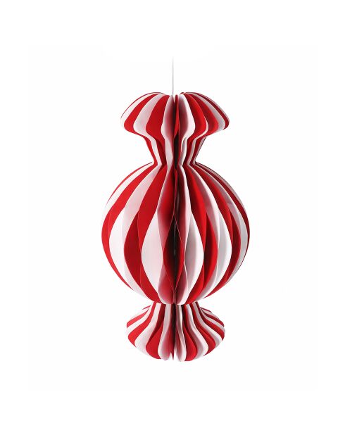 Lot de 6 décorations alvéolées en papier motif bonbons de Noël rouge et blanc - 30x16.5 cm