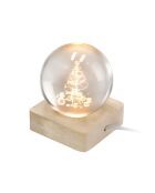 Boule de cristal  Kyper avec figurine de Noël 3D LED - 6x6x7.5 cm