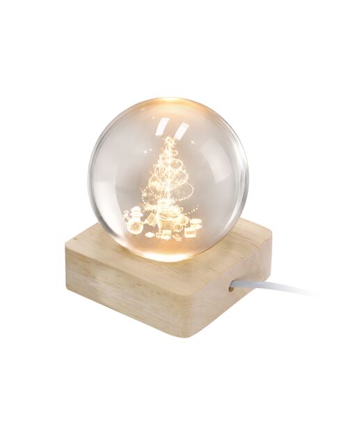 Boule de cristal  Kyper avec figurine de Noël 3D LED - 6x6x7.5 cm