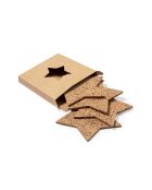 Set de 4 posavasos de corcho Danop con forma de estrella marrón, 10,2x1,3x10,2 cm