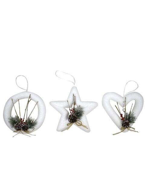 Lot de 3 pendentifs blancs floqués à motif ananas blanc