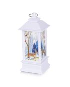 Lanterne de Noël avec lumière motif renne blanc - 5.5x5.5x12.5 cm