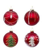 Set di 4 decorazioni natalizie rosse - 8 cm
