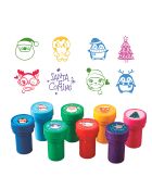 Lot de 8 timbres de Noël multicolores - 7x4x15.7 cm