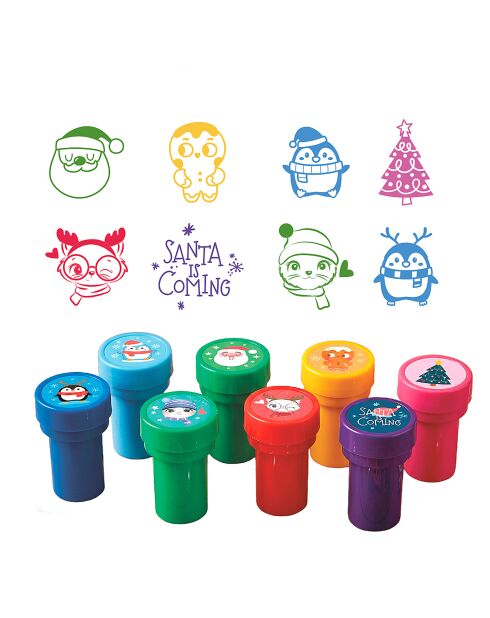 Lot de 8 timbres de Noël multicolores - 7x4x15.7 cm