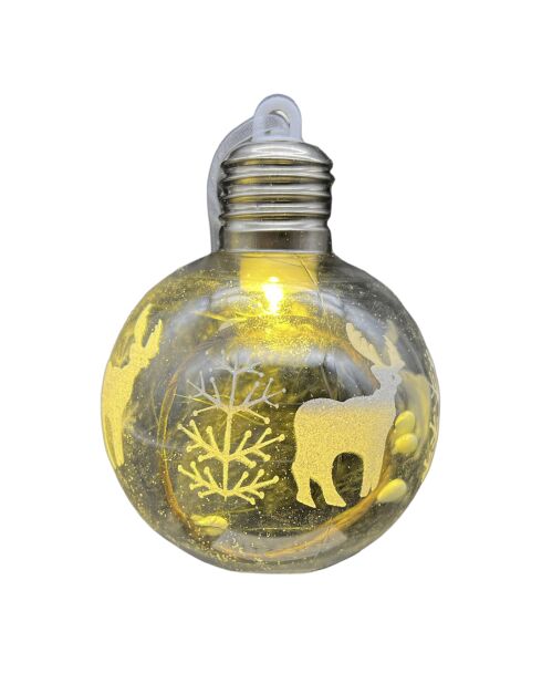 Set van 6 gele lichtgevende kerstballen - 8 cm