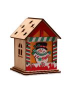 Maison de poupée suspendue en bois avec neige beige  - 7.5x10x7.5 cm